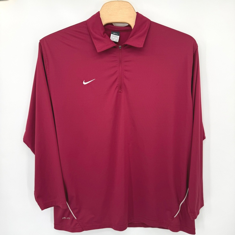 Nike Pullover Men 3XL Red Dri-FIT Quarter-Zip Golf Training 359749-612 Long Slv